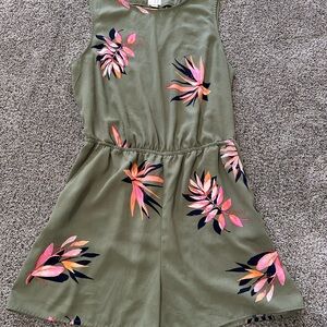 A New Day - Floral Olive Green Romper